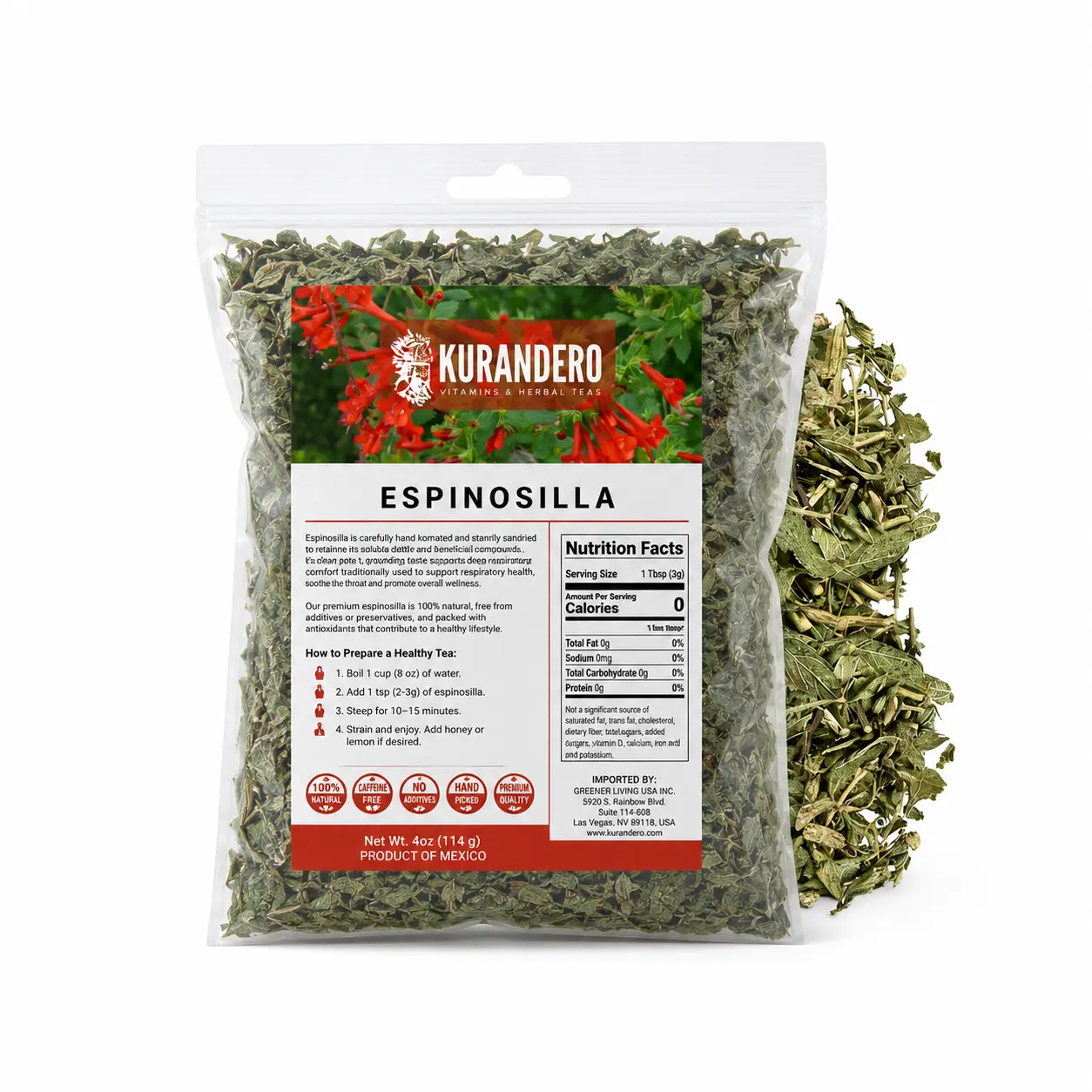 Kurandero Espinosilla (Thorny tea) - 4 oz (114g) - Wildcrafted 100% Natural Loose Tea From Mexico.