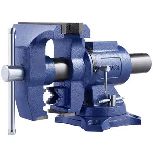VEVOR Heavy Duty Bench Vise, 6-1/2" Jaw Width, 5" Max Jaw Opening Multi-Purpose Ductile Iron Bench Vise with Anvil, 360° Swivel Base Head, 3" Throat, 5620 lbs Clamp Force, for Pipe Repairing Metalworking