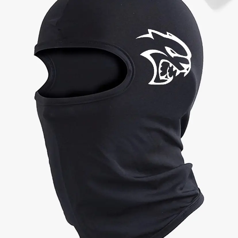 Hell Cat Unisex Ski Mask Balaclava in Red & Black with Graphic Design, Durable Polyester for Cold Weather Use