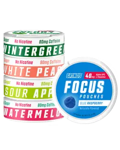 Grind Energy & Focus Pouches | 5 Flavors Sugar-Free No Crash | Clean Energy Boost | Mental Clarity Boost | Caffeine Free Focus Option | Caffeine Pouches