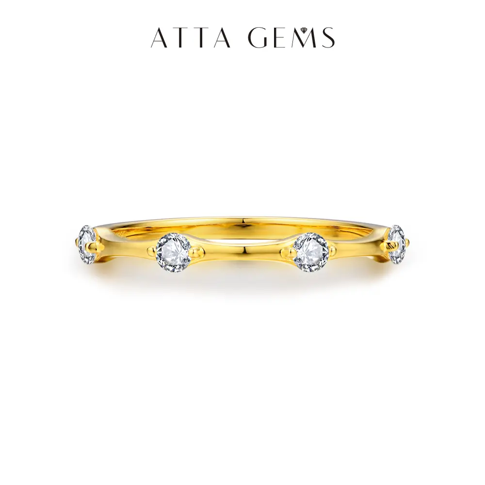 Women's Elegant Glittering Prong-Set Moissanite Engagement Band - 2.5mm Round Cut D/VVS1 Diamond Alternative, Fine Artificial Gemstone Ring for Adults by Guangzhou Atta Gems Co., Ltd, Unisex Daily Wear Option