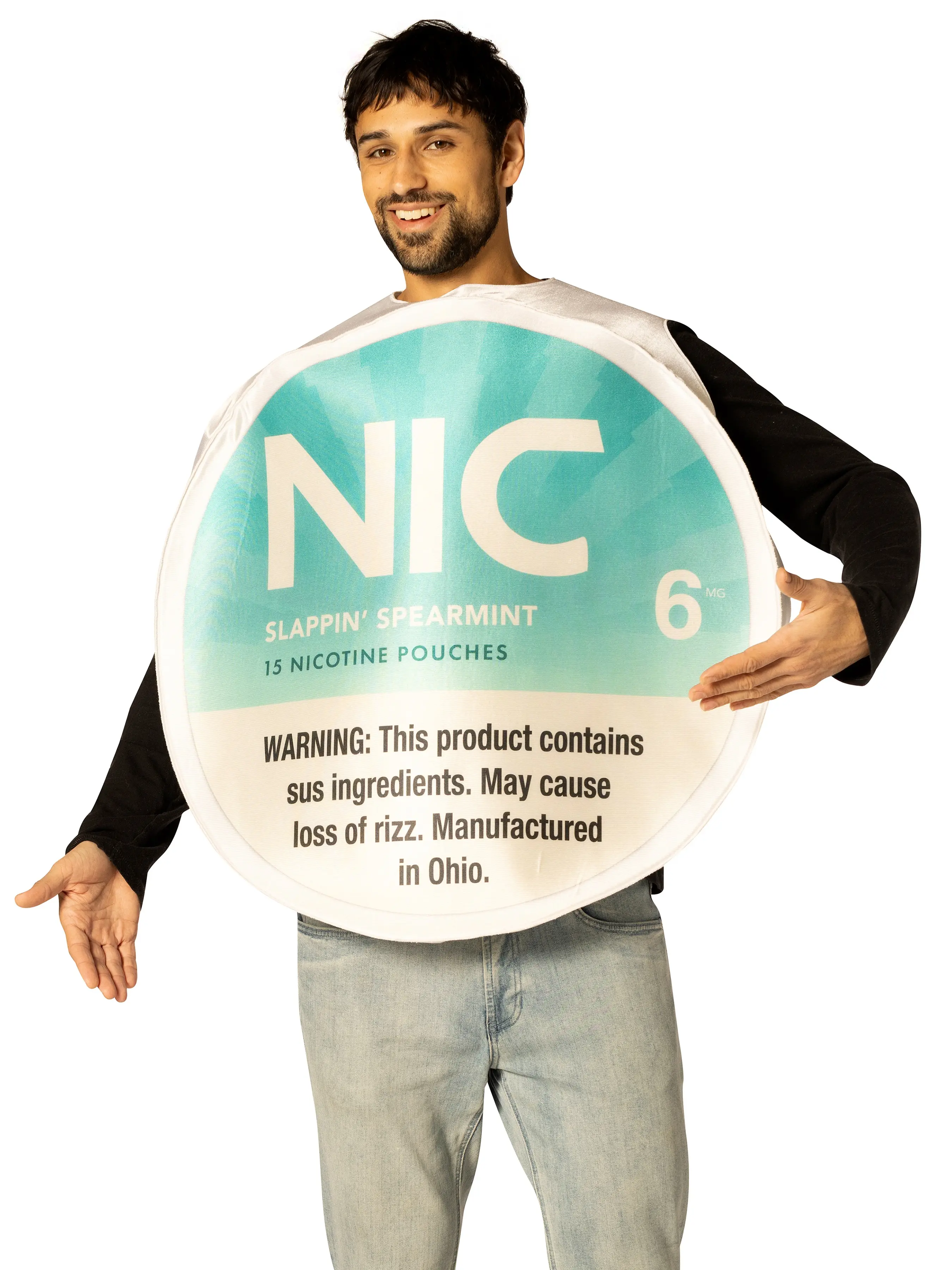 NIC Nicotine Pouches Costume, Adult One Size Menswear Clothes