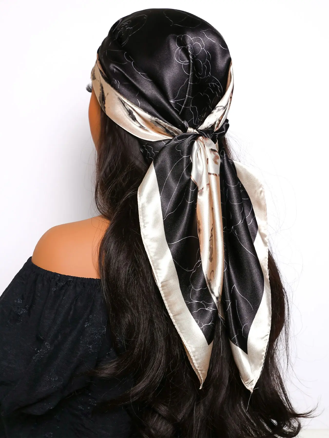 Colorful Floral Print Scarf 90cm, Elegant Neck Accessory, Multifunctional Fashion Item, Includes Hairband and Belt, Spring & Fall Style, Fashion Hair Scarves