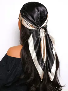 Colorful Floral Print Scarf 90cm, Elegant Neck Accessory, Multifunctional Fashion Item, Includes Hairband and Belt, Spring & Fall Style, Fashion Hair Scarves