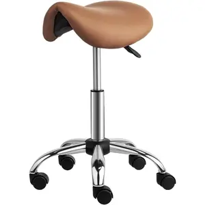 OmySalon Adjustable Saddle Stool with Footrest, Hydraulic Rolling Salon Chair, 360° Swivel Wheels Ergonomic Stool for Hair Stylists, Tattoo Artists, Office, Spa, Massage, Dental