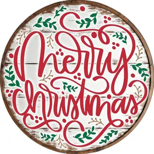 Christmas Sign, Merry Christmas, DECOE-5350, Sign For Wreath, 10" Metal Sign