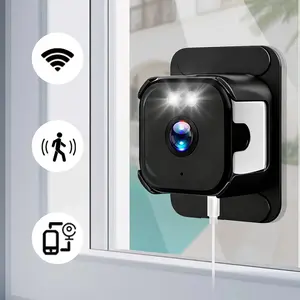 2K Window Camera, 2.4/5GHz Indoor Cameras for Home Security Outdoor, Smart AI Descriptive Motion Alert, Color Night Vision, Stick-On Glass-Mount Wired, Easy & Quick Install