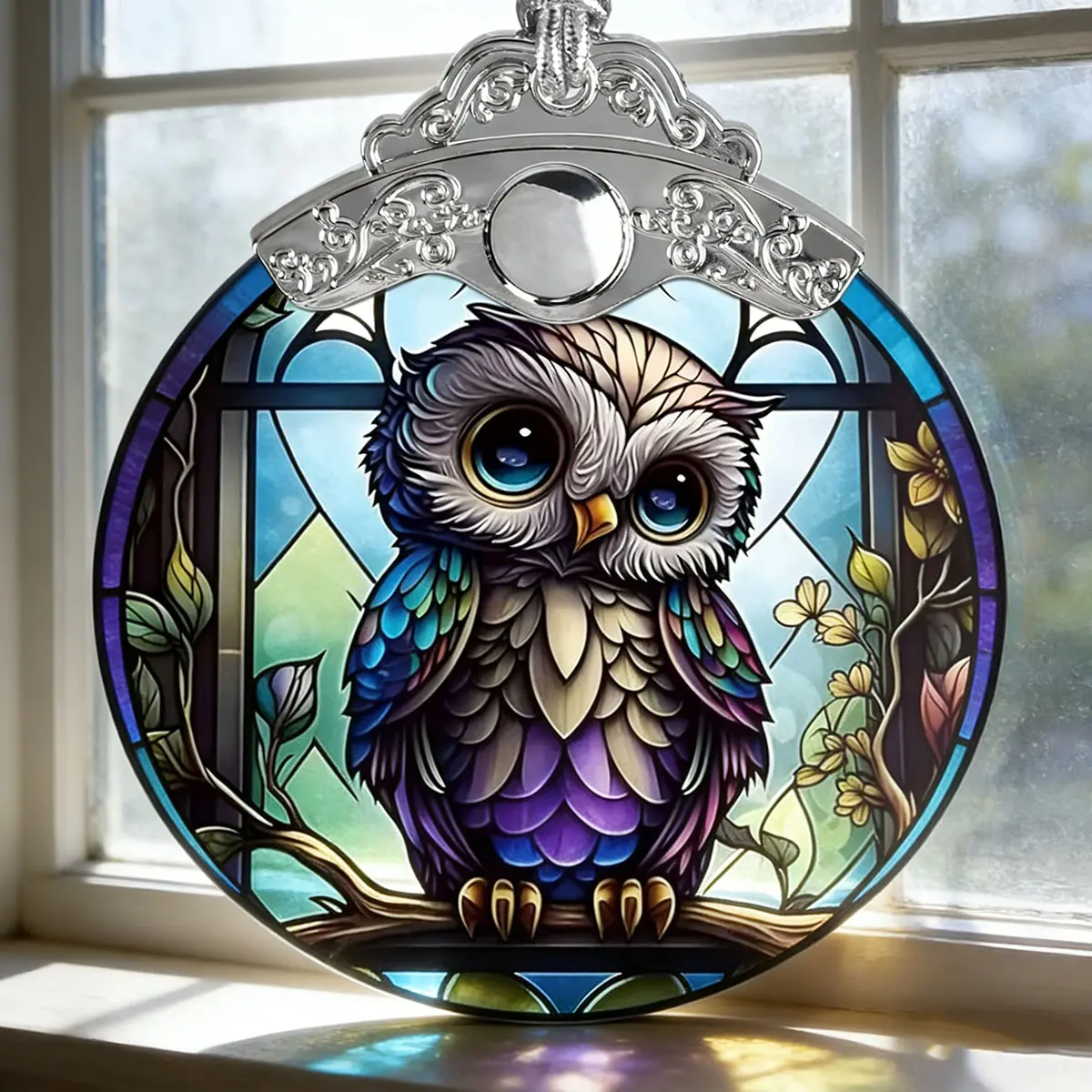 Owl Colorful Glass Window Decorations, Spring Summer Artistic Room Decoration, Bedroom Apartment Car Rearview Mirror Hanging Gift, Hanging Home Decor, Decorations And Ornaments