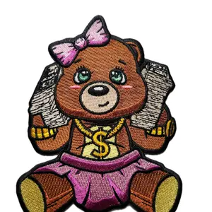 Patch Party Club, (1-pc) "Money Moves" Teddy Bear, Size 6" Hip-Hop Embroidered Patch, Iron-on Patch for Varsity Jacket, Denim Jacket, Hats, DIY, Crafts