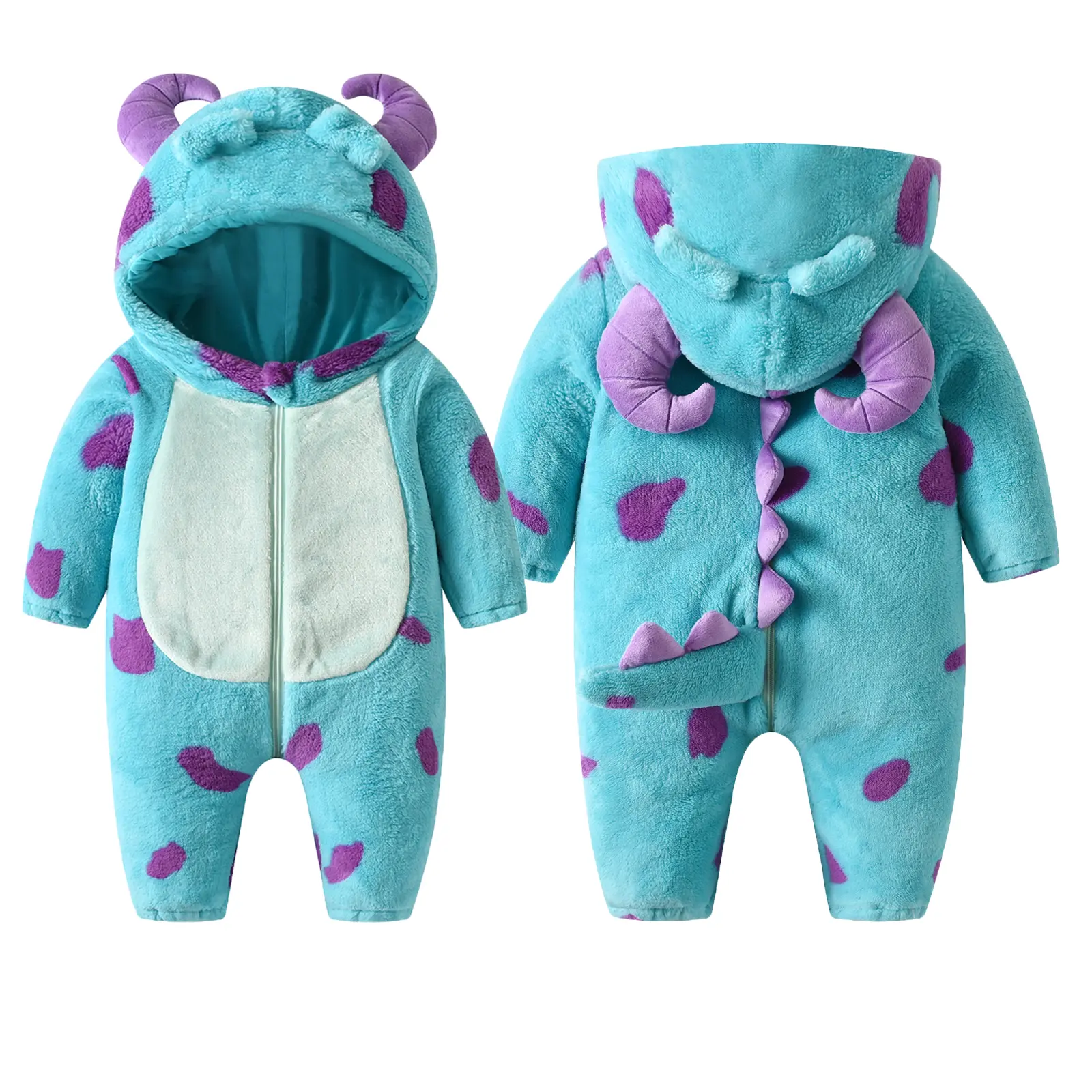 Toddler Halloween Costume Baby Boy Girl Monsters Animal Costume Fuzzy Hooded Romper Onesie Cosplay Jumpsuit