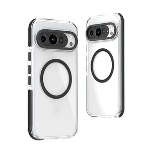 Case For Google Pixel 10 9 Pro XL 5G Luxury Anti-slip Edge Transparent Phone Case PC+TPU Magnetic Shockproof Protective Cover