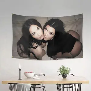 1pc, Megan and Kourtney Flag Banner, 2*3ft(60*90cm) /3*5ft (90*150cm), 4 Grommets, Single-Sided Printing, for Indoor, Outdoor, Home, Room, Man Cave, Bedroom, Bar, Yard, Garden, Activities, Decorations, Home Decor Supplies