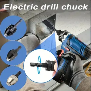 Drill Bit Adapter with 1/4 Hex Shank - 3Pcs Small Drill Chuck Extension for Impact Driver (0.6-8mm,0.3-3.6mmX2)