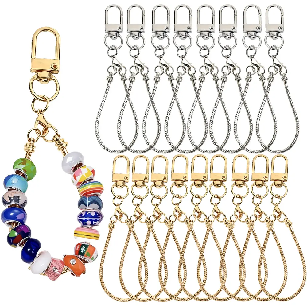 DIY Beading & Jewelry Making 20-Piece Blank Beaded Keychain Set - Alloy Metal Snap Hook Charm Keychain Accessories for Family, Ideal for Bag Hangers, Wedding Gifts