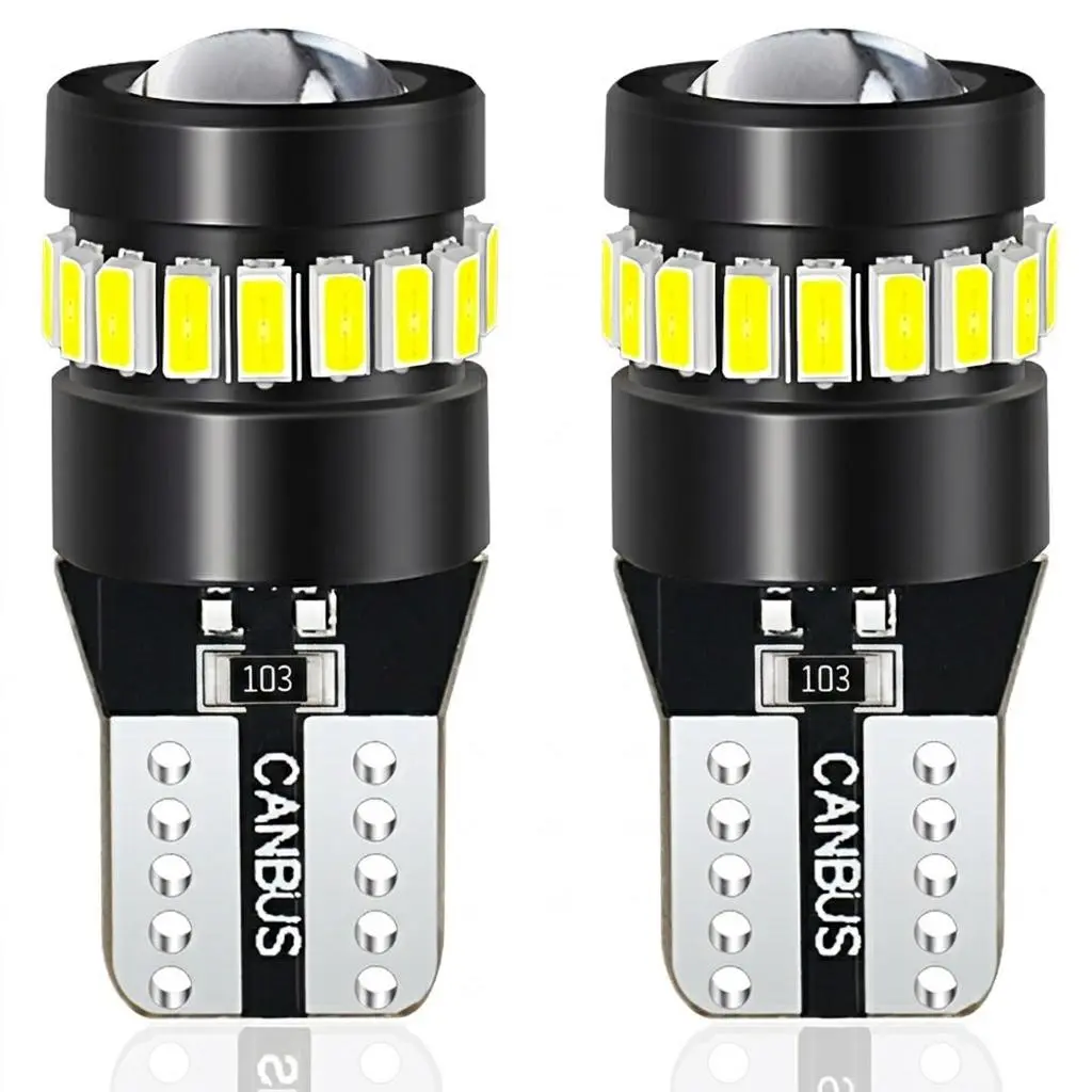 Canbus Error Free T10 LED Bulbs, 6000K White 400LM High Bright 3014+3030 Chips 194 168 2825 W5W Replacement Bulbs, Universal Auto LED Lamp for License Plate, Dome, Map, Trunk and Cargo Interior Car Lights