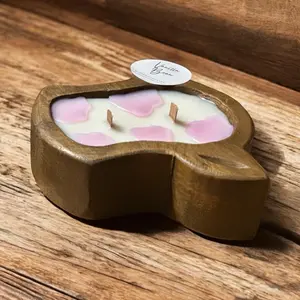 Mini Crackling Wooden Wick Vegan Soy Cow Head Dough Bowl Candle Cowprint Decor Hand Home Decoration Accessories 8oz