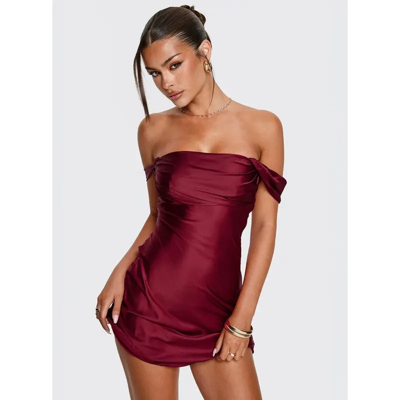 open lace back dress Rava Off The Shoulder Mini Dress | Hot Pink | Womens
