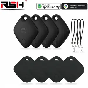 Rsh Tracker Smart Tag Lost Alarm Bundle Pack, Smart Tracking Tag, Compatible with Apple Find My/google Find HUB, Includes 4 Tags + Silicone Cases + Lanyards with iOS apple or Android phones