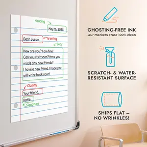 Extra Large Magnetic Notebook Paper for Whiteboard - Dual-Magnet Design for Smooth Writing - Wrinkle-Free Flat Shipping - Ghosting-Free Markers - Perfect for Classroom & Homeschool