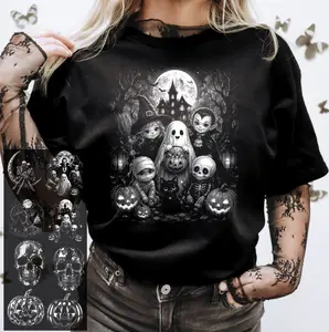 Halloween halftone gangsheet - DTF Transfer - Heat Press Required - 8 designs - Only for dark shirts
