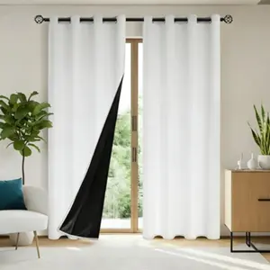 Pure Full Sun Blocking Curtains, Minimalist Style Living Room Bedroom Drapes, Thick UV Protection, 100% Blockage, 2 Pieces Set
