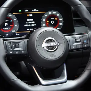 1pcs Carbon Emblem Sticker Fiber Car Steering Wheel Trim Sticker Cover Stickers Auto Decorative Decals for Nissan Sylphy Teana Qashqai Note J10 J11 Navara Juke GTR Tiida Patrol T32 Car Interior Accessories