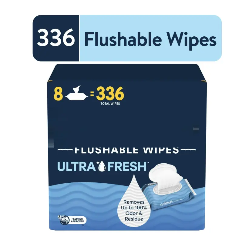 Ultra Fresh Flushable Wipes with Relaxing Fragrance 8 Pack with Lid Scented Napkin Toilet Napkin 336 Total Wipes Removes Up to 100% Odor & Residue