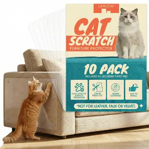 10-Pack Anti Cat Scratch Furniture Protector, Larleaf Couch Protector from Cat Claws Easy-to-Apply Scratching Deterrent and Shield for Sofa Corners Couch, Walls, Doors- with 50 Twist Pins, Cat Deterrent, Cat Accessories, Door Scratch Protector