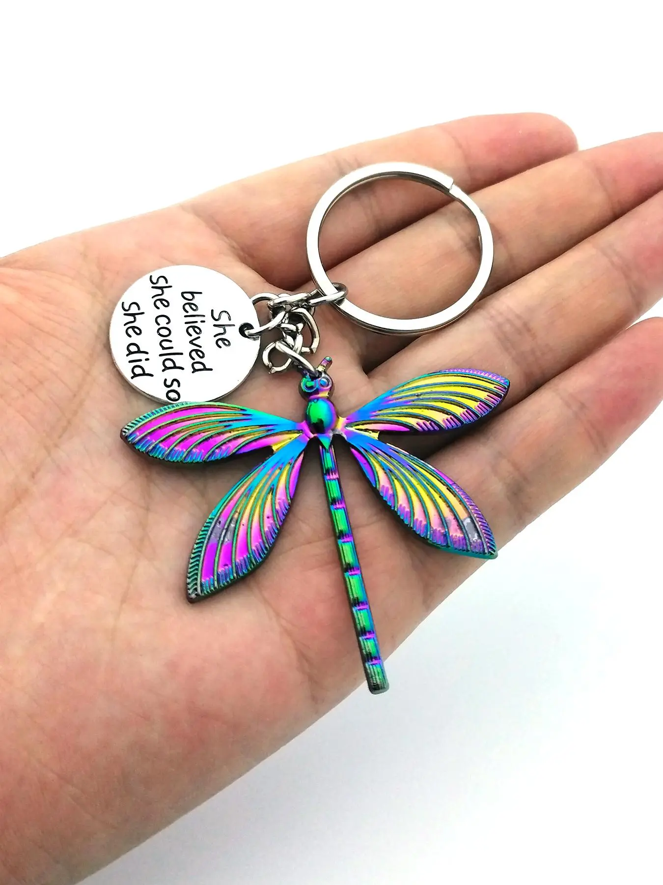 Fashion Colorful Dragonfly Pendant Keychain, Creative Letter Design Keychain for Men & Women, Stylish Keychain, Fashion Keychain for Daily Bag Decor, Keychain for Bags, Trendy All-match & Exquisite Keychain for Birthday Gift