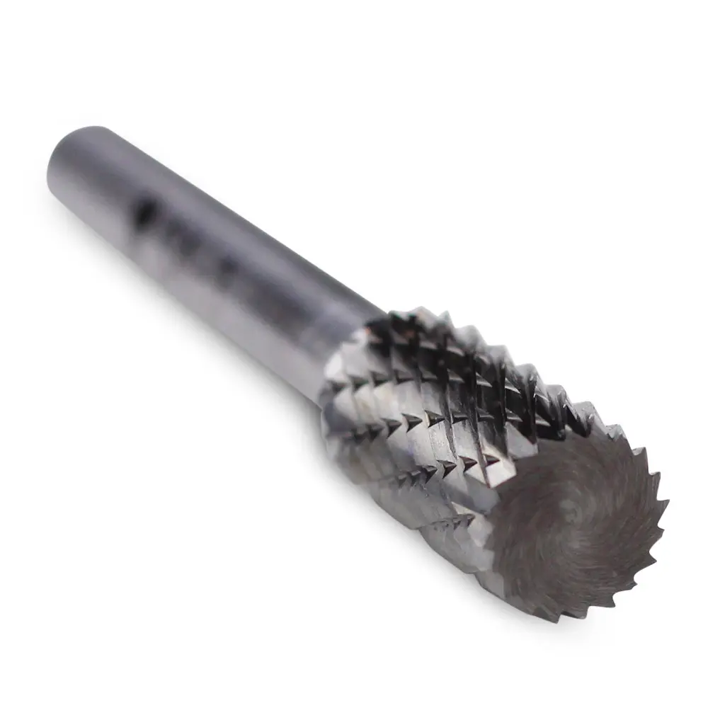 Cylinder Shape Carbide Burr, Double Cut - 1/4" Shank
