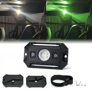 YCHOW-TECH UTV LED Dome Floodlight - 12V ON-OFF Switch, Tool-Free Universal Roll Bar Cage Mount, Dual-Mode White & Green Interior Light, IP68 Rated, Compatible with ATV