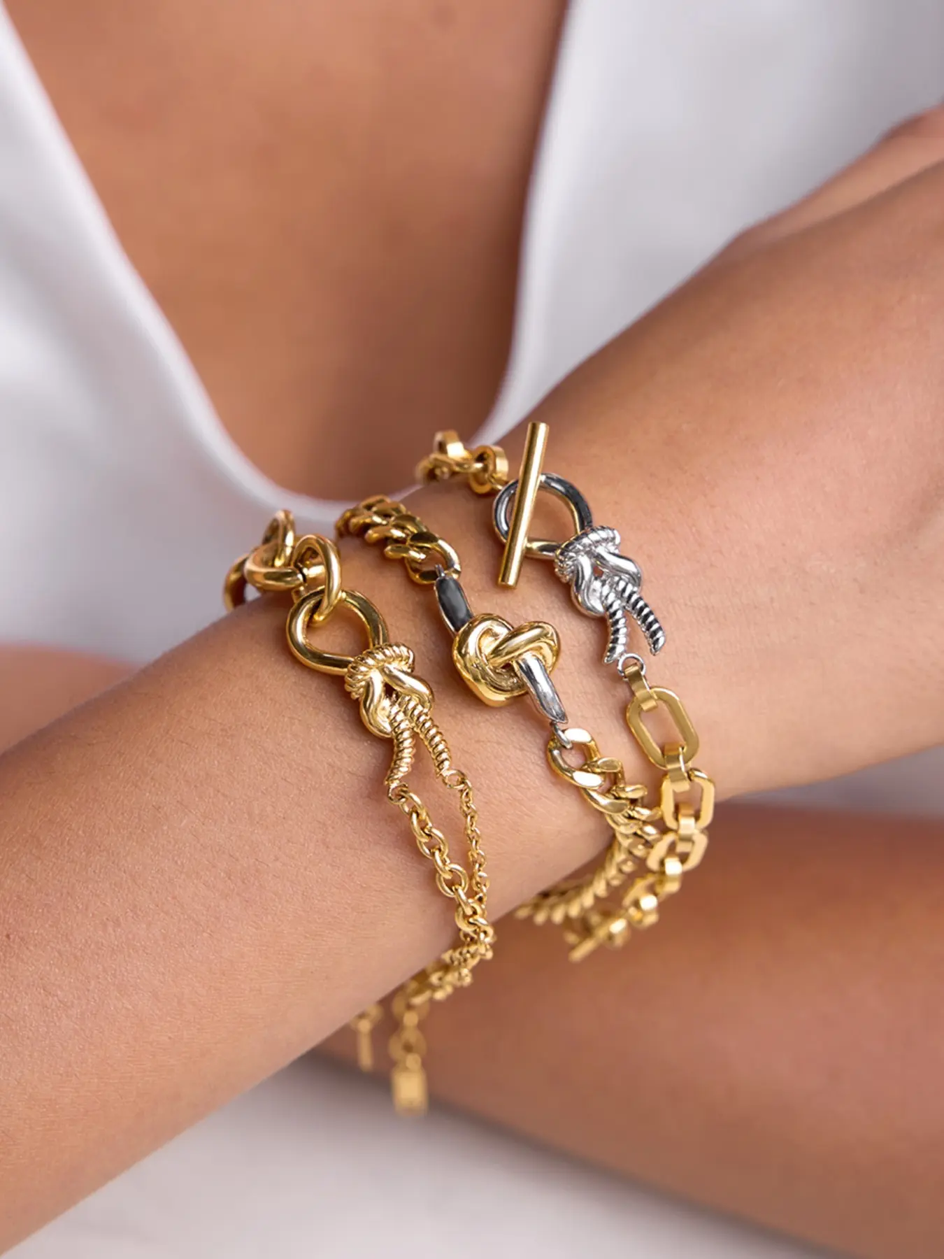 The Ladies Bracelet Set Can Be Stacked It Features A Classic Rope Knot Design Ot Buckle Stainless Steel 18k Gold Plated Waterproof And Anti Allergy It Is A Designer s Fashionable Unique And High Quality Jewelry Stackable Bracelets