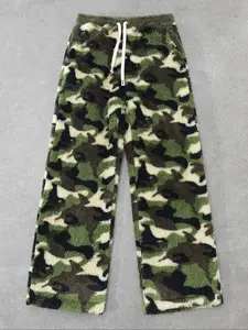 Men's Flannel Camo Sleep Pants, Nordic Style Warm Sleepwear, Winter Fleece Pajama Bottoms, Comfortable Nightwear for Men, Pajamas