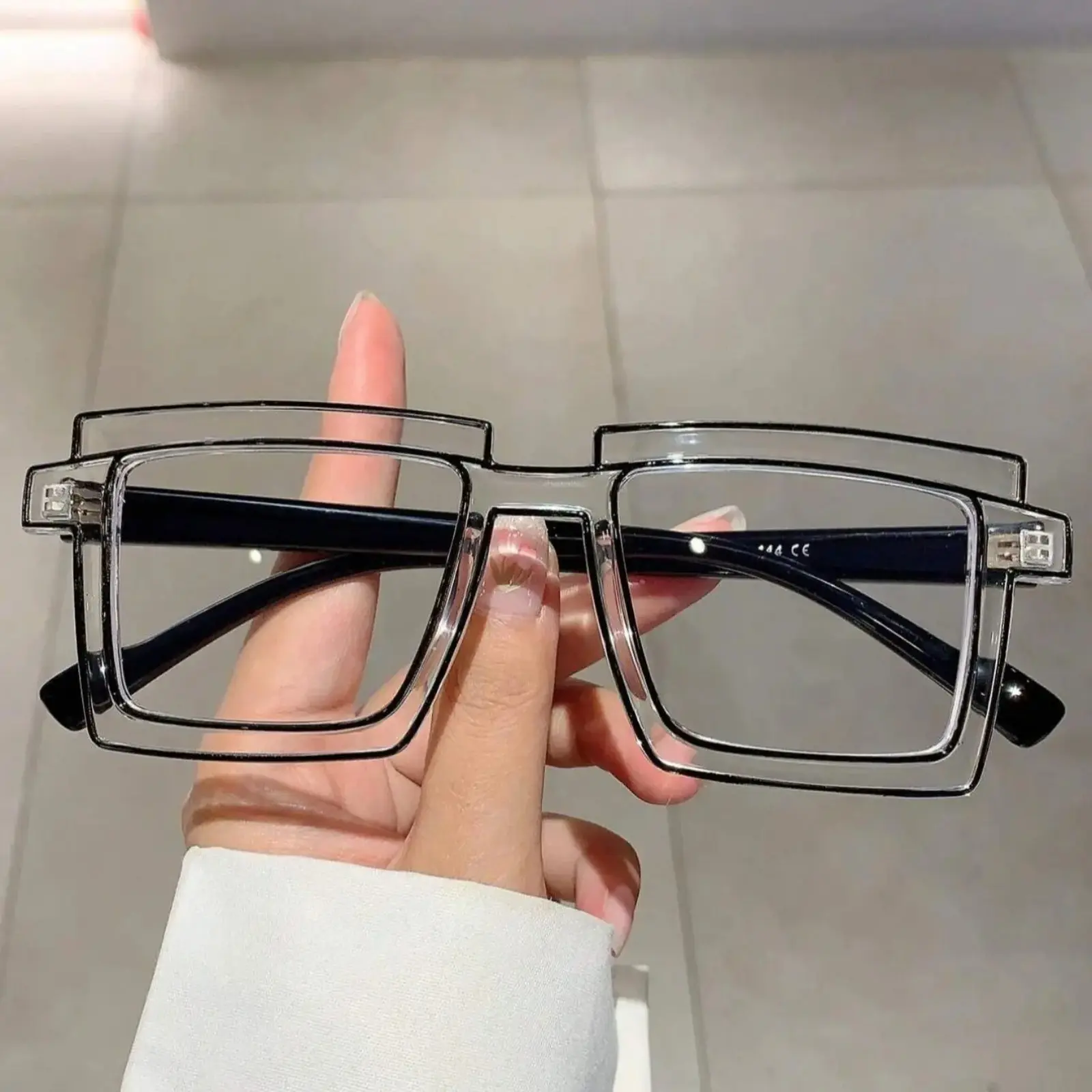 Unisex Large Square Frame Fashion Eyeglasses, Trendy Casual Decor Eyewear, Stylish All-match Glasses for Men Women Work Student Daily Wear #summervibes