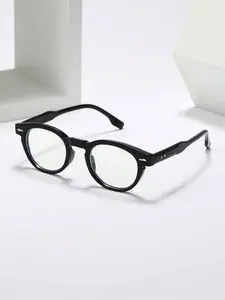 Men's Trendy Geometric Frame Blue Light Glasses, Rivet Decor Vintage Classic Eyewear, Casual Style All Seasons, Includes Cord & Case, Square Frame Eyewear, Stylish Square Frames