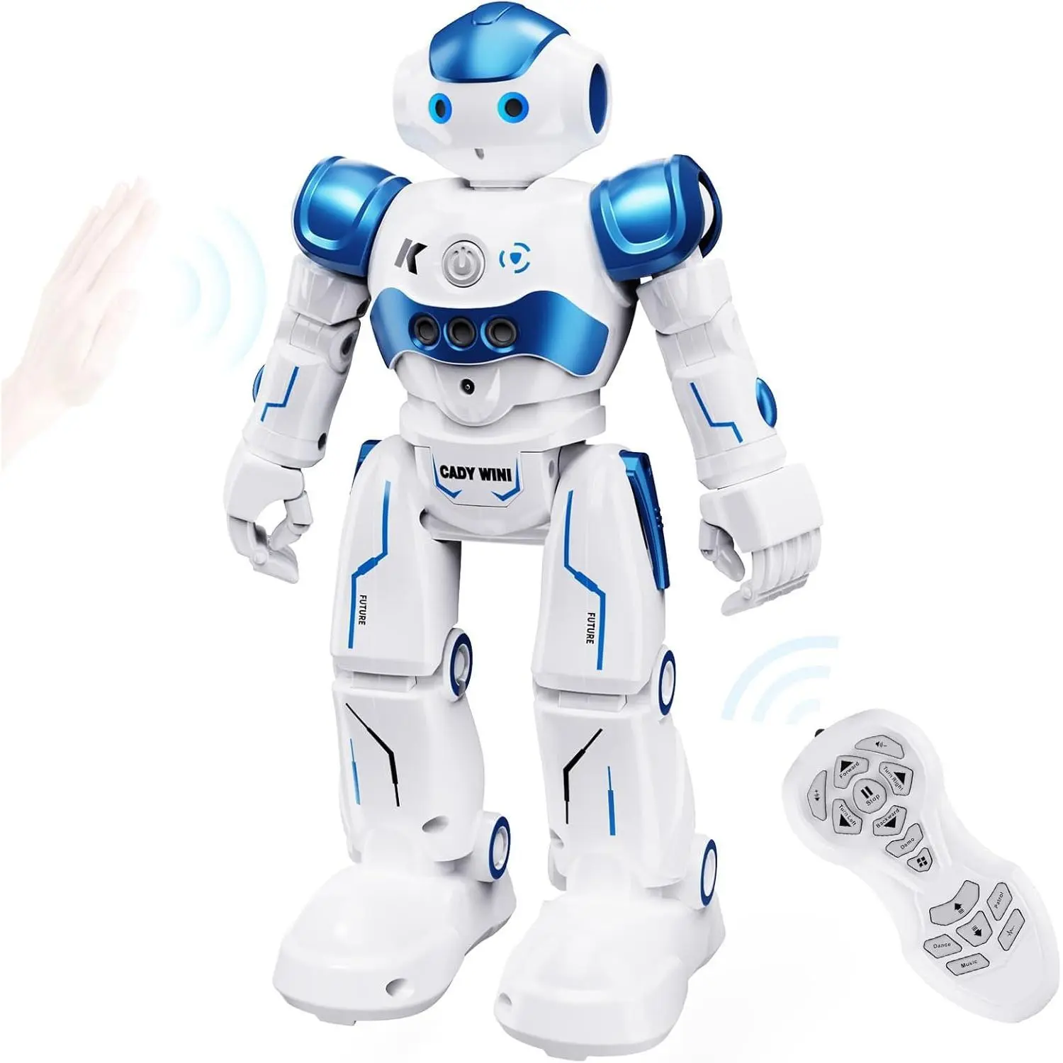 P-ITC014 Unisex Remote Control Robot Toy - USB Cable Rechargeable, Gesture Sensing, Programmable, with Patrol, Obstacle Avoidance, Sing and Dance Features, 3-12 Years Birthday Gift, Blue, 60 Min Runtime, 60 Minutes