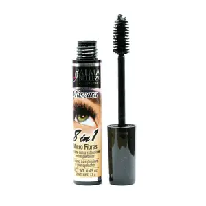 Alma Belleza 8-in-1 Lengthening Microfiber Mascara - 13g, Water Resistant, Beeswax Blend, Lash Enhancement, Single Makeup Item, Lengthening Mascara