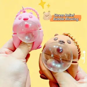 Creative Cute Capybara Bubble Blower Keychain, Fun Backpack Charm, Squeezable Bubble Maker with Sound Effect, Reboundable, for Adults/kids