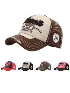 Unisex Retro Letter Embroidered Baseball Cap, Outdoor Sun Protection Sports Cap, Worn-Out Street Fashion Hat for Daily Wear