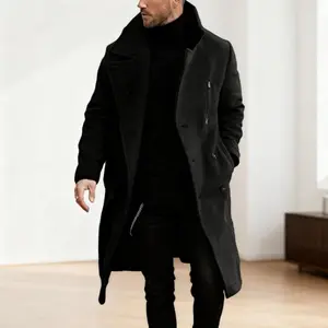 Men's Solid Long Sleeve Trench Coat - Timeless Outerwear Style