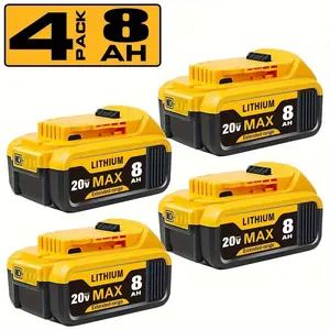 8000mAh Replacement for Dewalt 20V Battery Lithium-ion MAX DCB200 DCD/DCF/DCG/DCS Series Power Tool Portable Led Light Indicator High Capacity