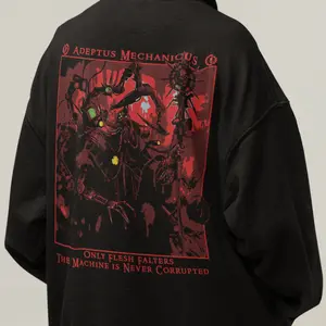 Adeptus Mechanicus Warhammer 40K Hoodie, Unisex Cotton Hooded Top, The Machine Is Never Corrupted Graphic Fan Clothing