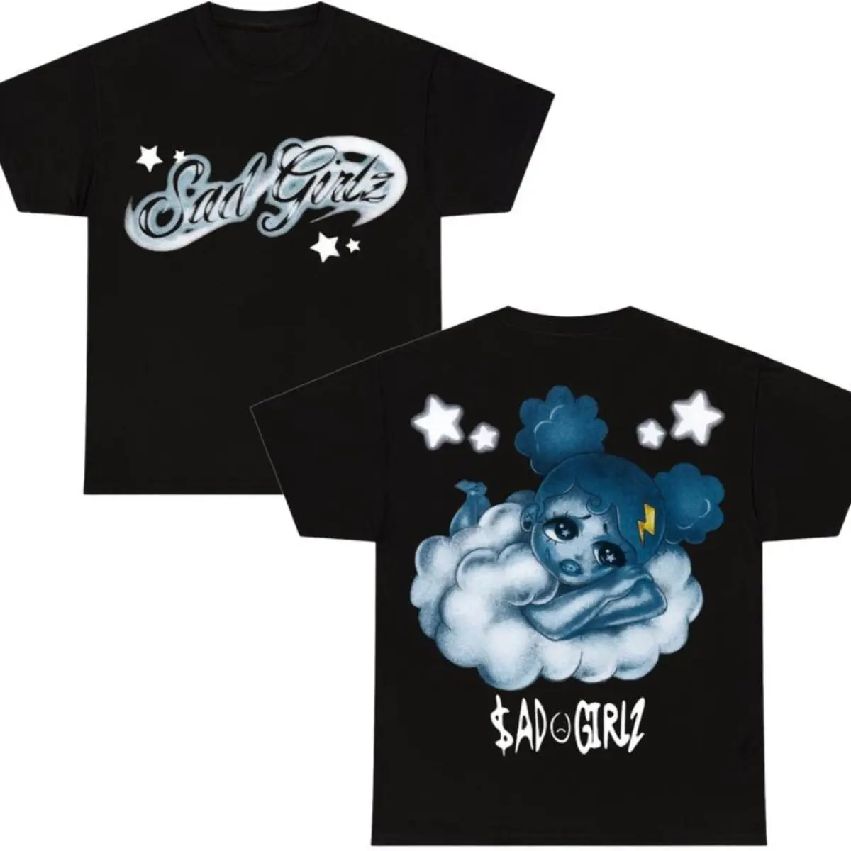 Vintage Sad Girlz Graphic Tee, Cloudy Emo Vibes, Cute Anime Design, Trendy Streetwear Shirt, sad girlz junior h merch, junior h merch, junior h shirt, Trendy Womenswear Menswear Gift for Birthday Holiday Christmas Halloween