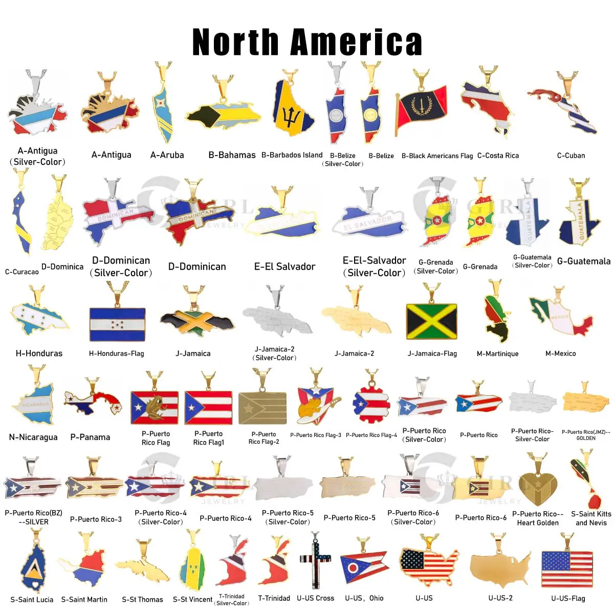 GGIRL 18K Gold Plated World Map North America Map Flag Pendant Necklaces Stainless Steel National Flag Design for Men Women Travel Enthusiast,Versatile Fashion Meaningful  Jewelry Gifts for Daily Summerwins Beach Parties Holiday Birthdays Anniversaries