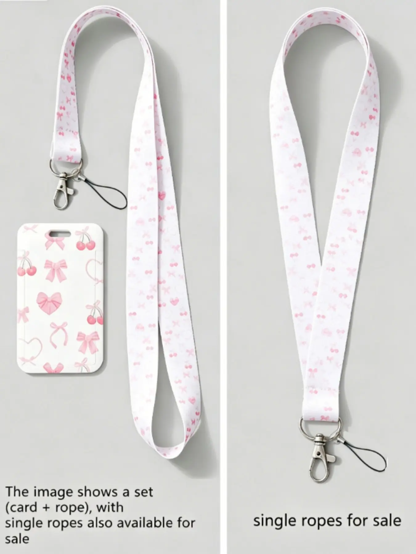 Y2K Style Cute Cherry Motif Polyester Lanyard Keychain Set with ID Holder & Wristband, Perfect for Gym, USB, Badges, Casual Design, Id Card Holder, Lanyards with ID Holder, Id Holders for Badges