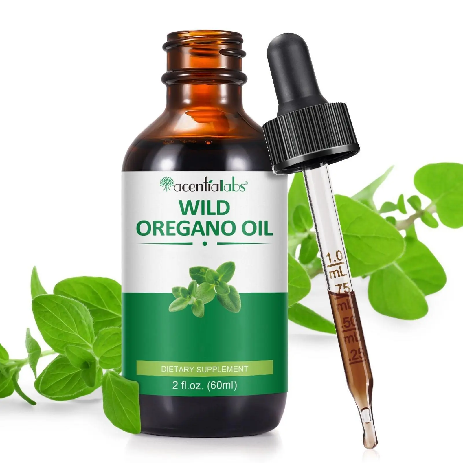 Acentiallabs Organic Oil of Oregano Liquid Drops - Vegan Supplement, Gluten Free, Edible for Adults, Energy, Suitable for Men & Women - Fitness