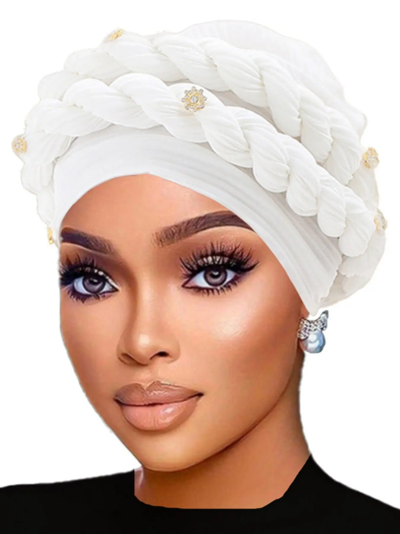 Elegant Handmade Braided Hat, Beautiful Straw Cap with Rhinestones, Single Color, Fashionable Hats, Perfect for Parties, Dance Events, Birthday Celebrations