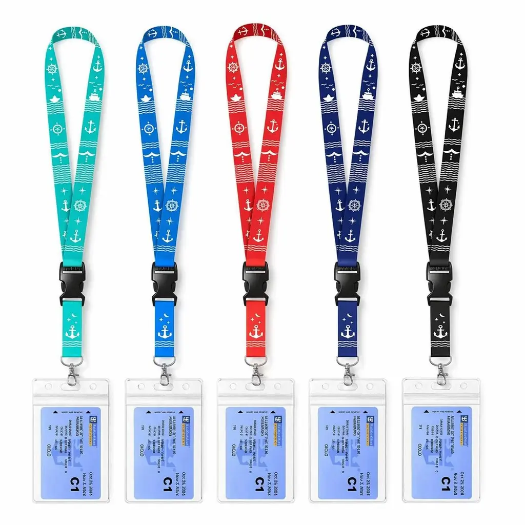 Cruise Lanyard for Ship Cards, 5 Pack Cruise Ship Lanyards with Waterproof ID Badge Holders & Detachable Buckle, Cruise Essentials 2026 for Carnival, Royal Caribbean, MSC, NCL, Badge Accessories