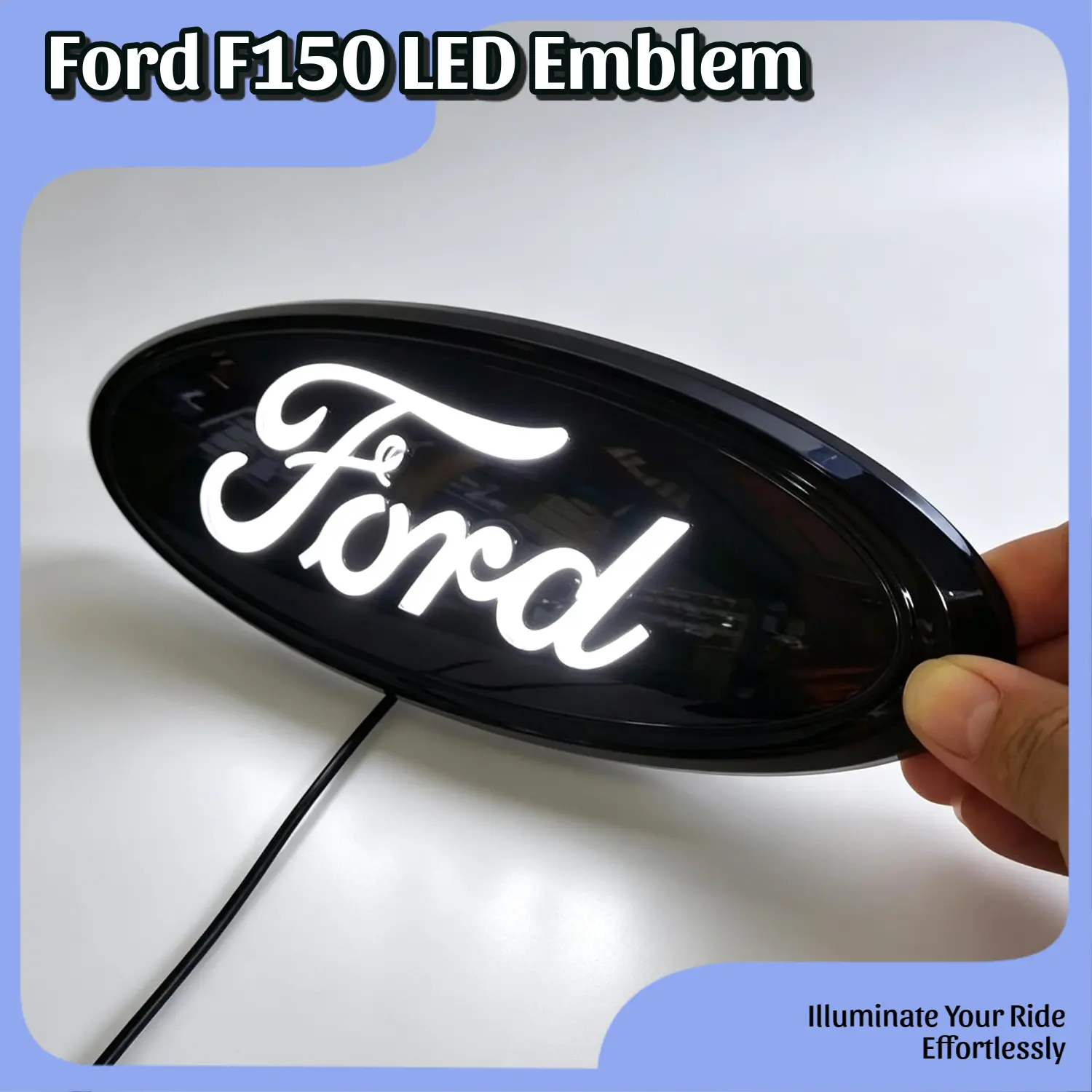 LED Glow Resin Front Grill Emblem for Ford F150, Raptor, Explorer, Edge - Plug & Play, Easy Installation, Illumination Feature for Trucks & SUVs