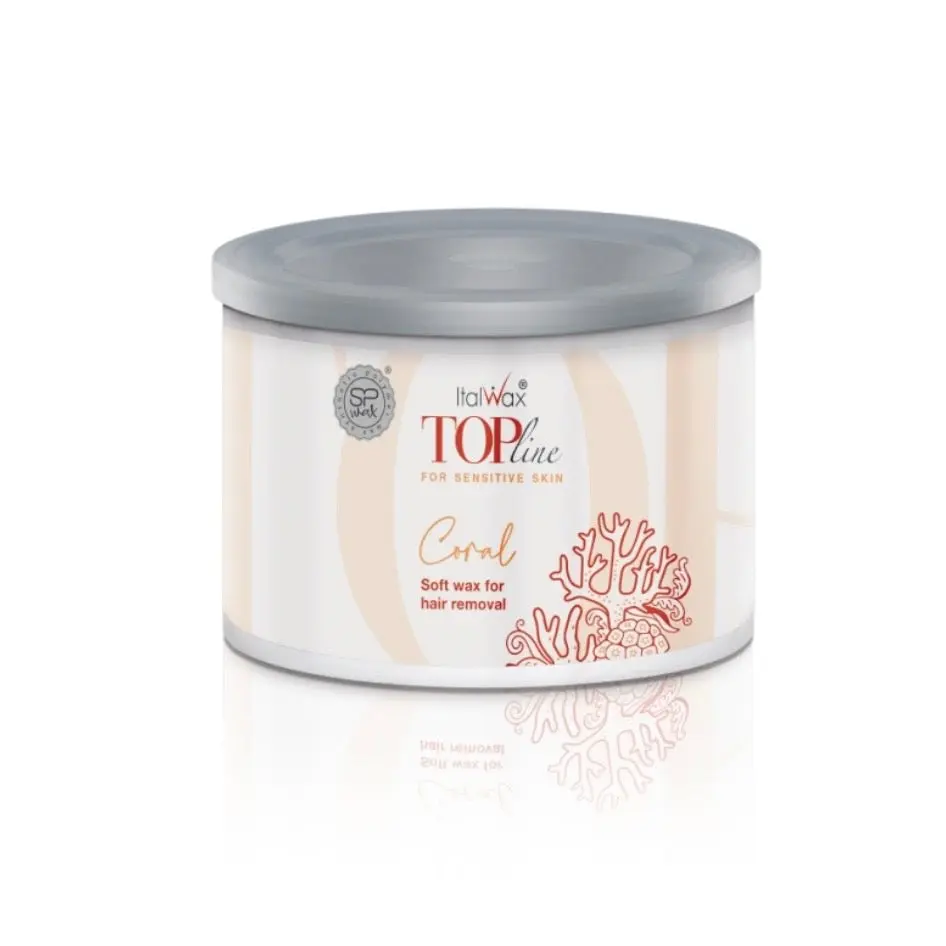 Moisturizing Soft Cream Wax for Hair Removal with Natural Resins, Leaves Skin Smooth & Silky, For All Skin Types - Professional & Home Use, 14oz, Body Care, Moisturize, Soft Wax, Proprietary Blend, Easy Apply, High Adherence, Coral Top Line, Soothes And M